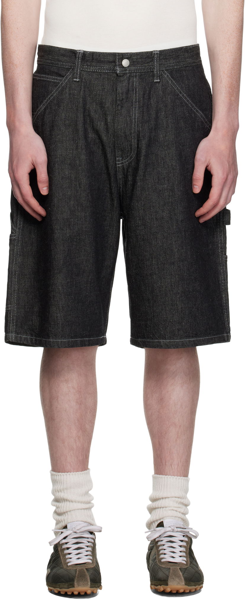 Kratke hlače Neighborhood Neighborhood Painter Denim Shorts Crna | 251AQNH-PTM04
