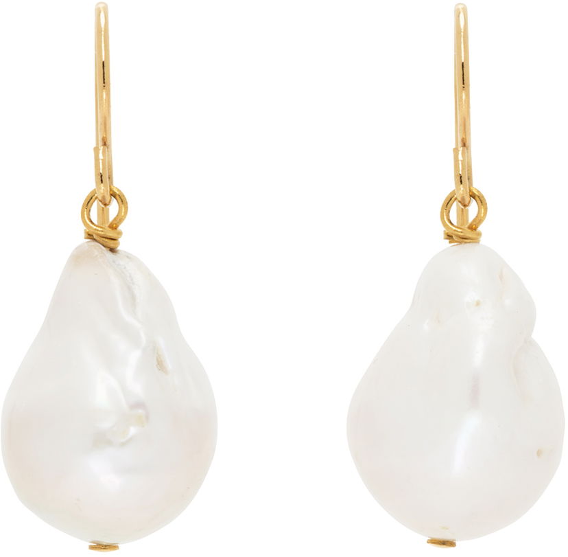 Naušnice Jil Sander Pearl Grainy Earrings "Gold & White" Bijela | J11VG0027_J12016