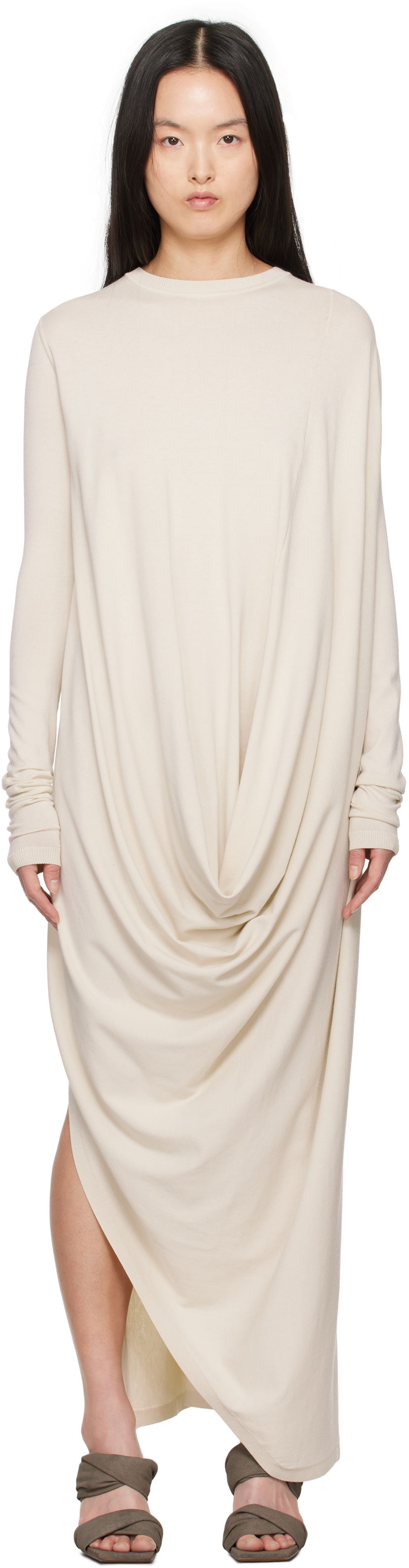 Haljina Rick Owens Rick Owens Hollywood Twisted Midi Dress Bež | RP01E7637 VI