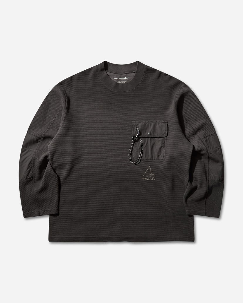 Košulja ROA Garment-Dyed Waffle Knit Long-Sleeve with Utility Chest Pocket Crna | 5745284539 10