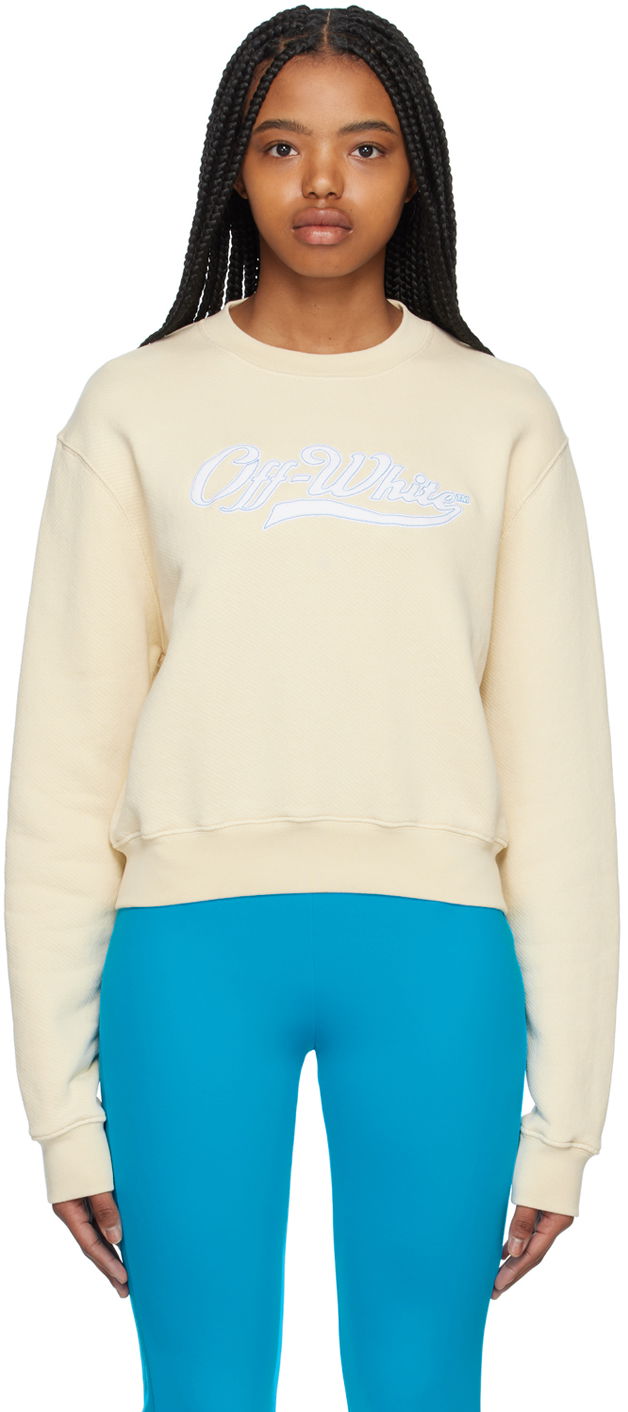Dukserice Off-White Embroidered Logo Sweatshirt Bež | OWBA061S23JER0066145