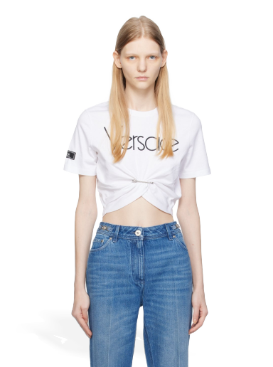 Majica kratkih rukava Versace White Safety Pin Bijela | 1011331_1A09120