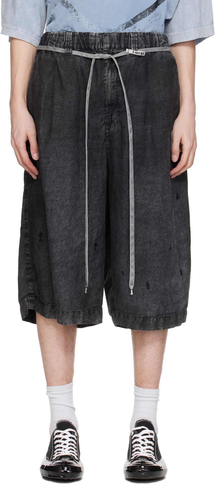 Kratke hlače Maison MIHARA YASUHIRO MMY Aged Linen Wide Shorts Crna | A14PT034
