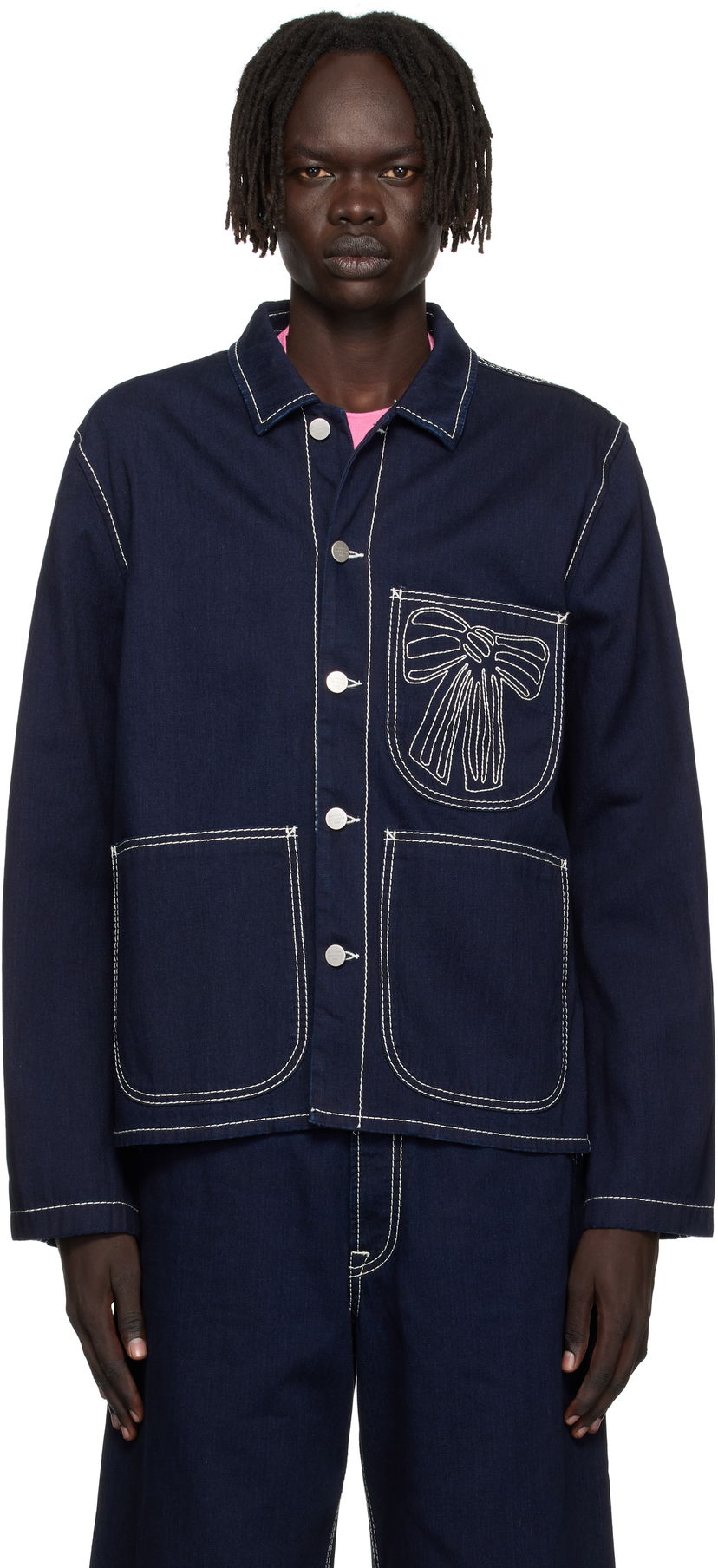 Jakna Acne Studios Acne Studios Embroidered Denim Jacket Tamnoplava | C90204-