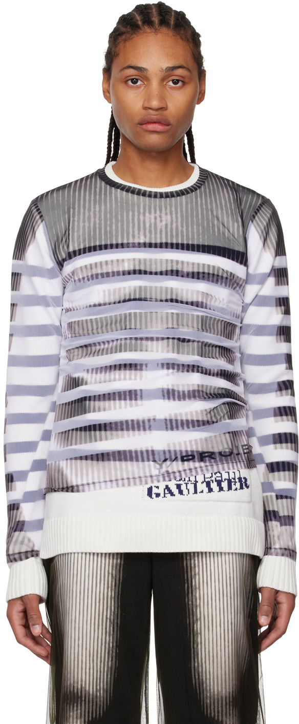 Džemper Y/PROJECT Striped Knit Sweater Bijela | YPJPGMPULL1-S23
