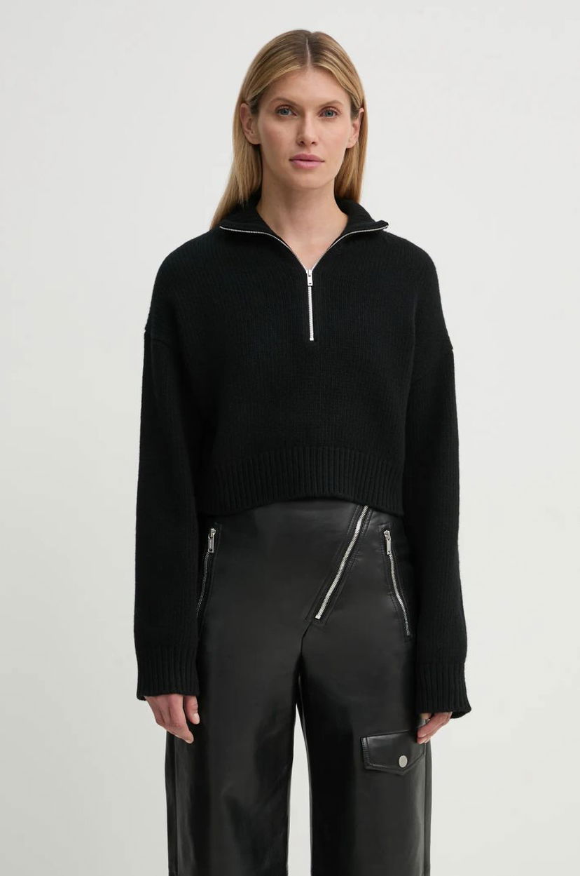 Džemper Nanushka SONORE Half-Zip Cropped Sweater Crna | NW24FWSW42500
