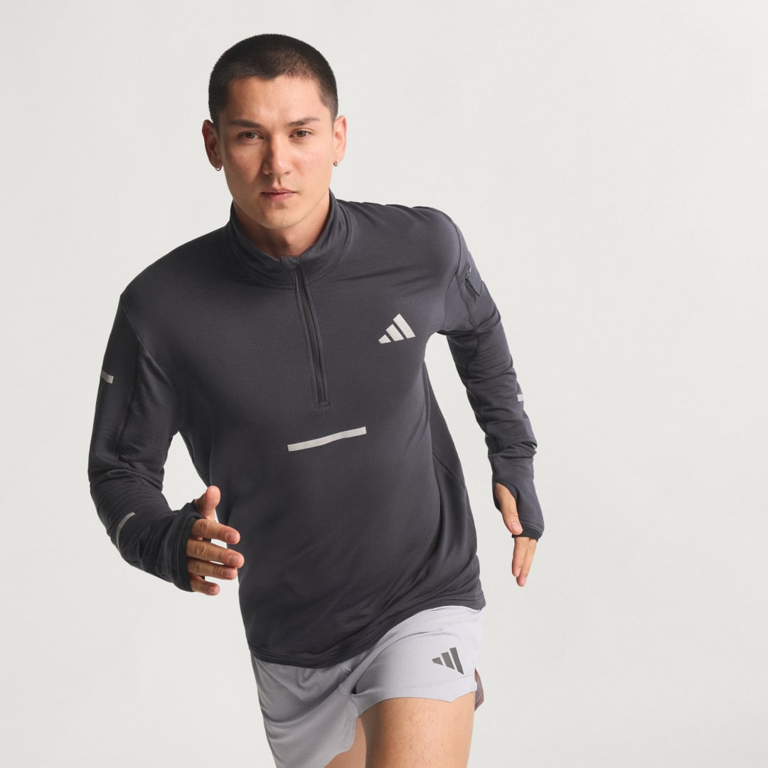 Dukserice adidas Performance Adi365 Climawarm+ Running Half-Zip Top Siva | JP3843, 0