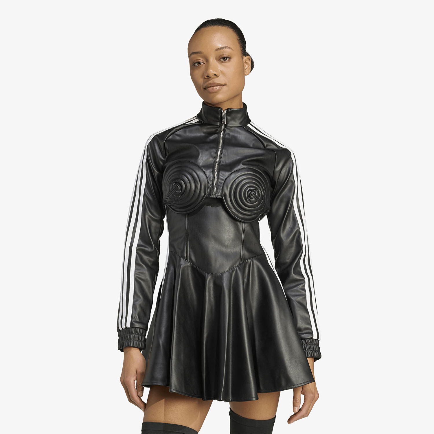 Haljina adidas Originals Jeremy Scott Faux Leather Track Dress Crna | JW0834, 0