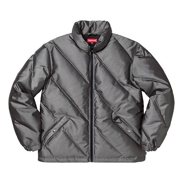 Pernata jakna Supreme Puffy Diagonal Stitch Jacket Siva | SUP-FW19-961