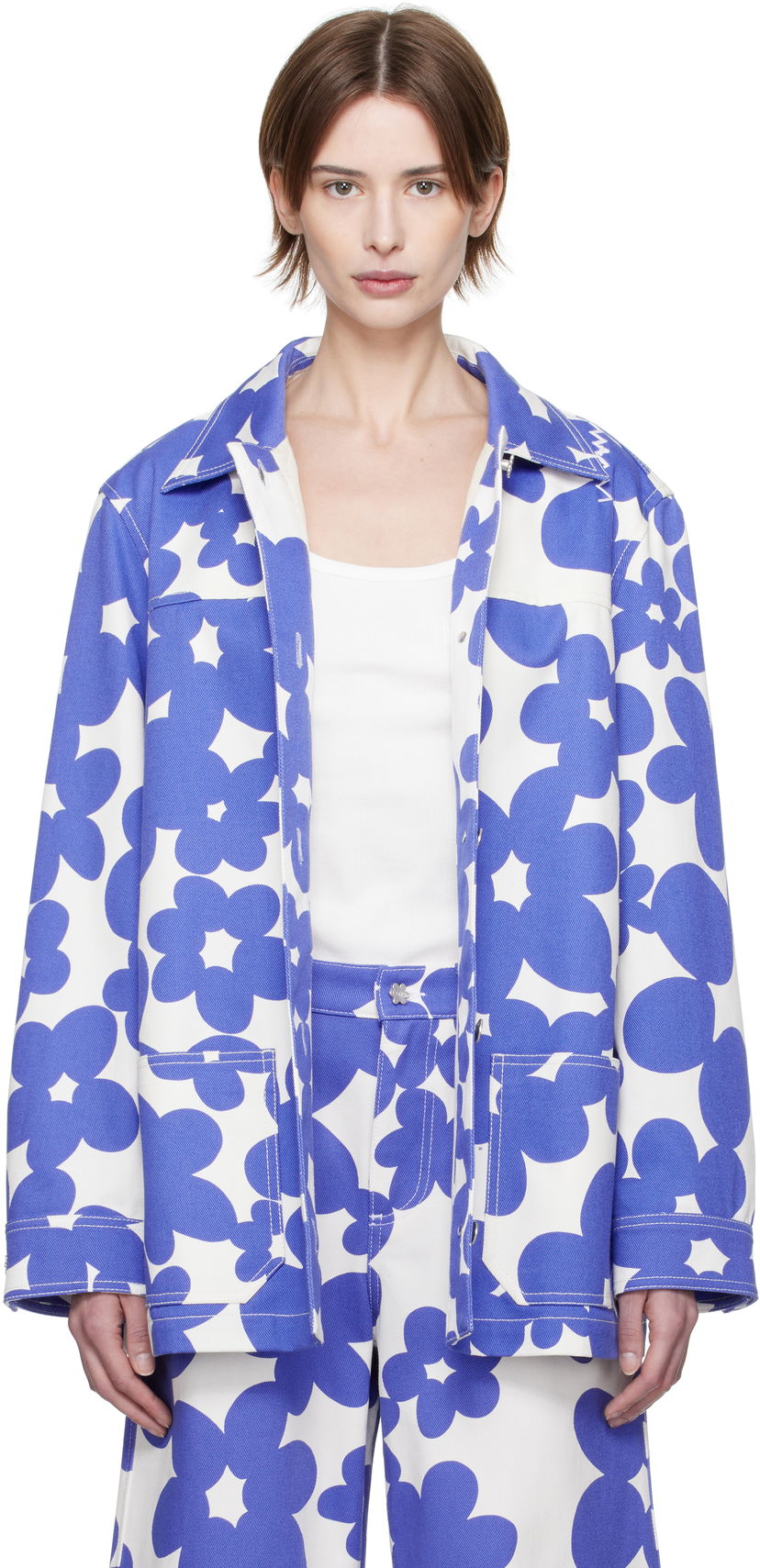 Jakna Marni Marni Dillies Print Jacket Plava | JKMA0347S0 UTC462