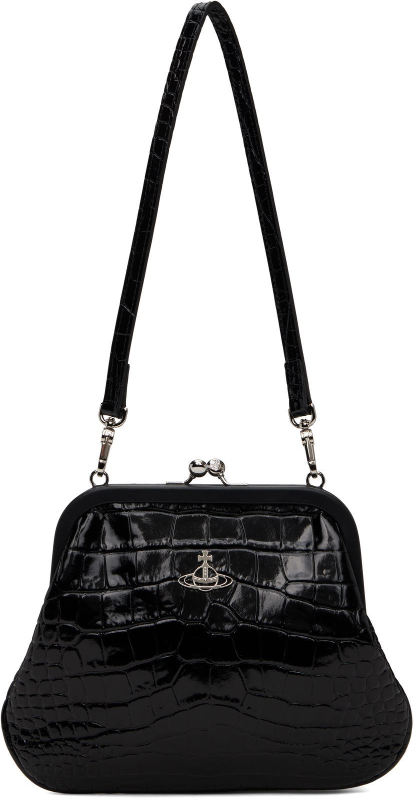 Ručna torbica Vivienne Westwood Vivienne Westwood Vivienne's Crocodile Embossed Clutch Crna | 4B01000AW-L0098-