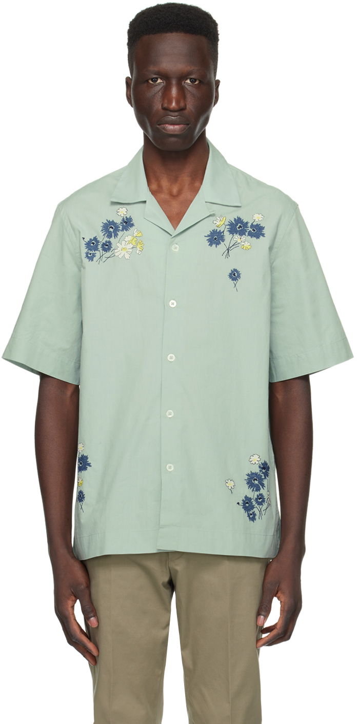 Košulja Paul Smith Paul Smith Embroidered Flowers Resort Shirt Zelena | M1R-905UE-M01592-33