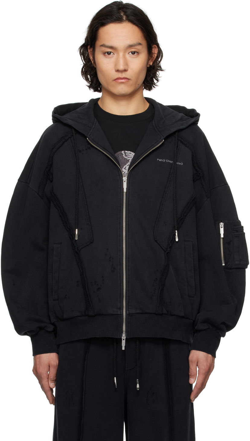 Dukserice Feng Chen Wang Feng Chen Wang Deconstruction Zip-Up Hoodie Crna | FUS19HD01