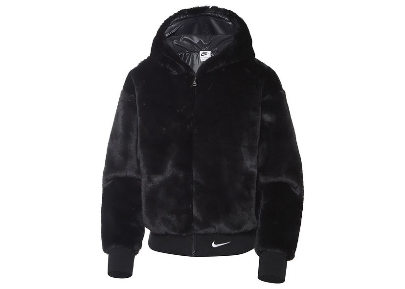 Jakna Nike Sportswear Essentials Faux Fur Jacket Black/White Crna | DD5116-010