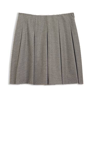 Suknja BOSS Melange Stretch Flannel Pleated Mini Skirt Siva | 50547638