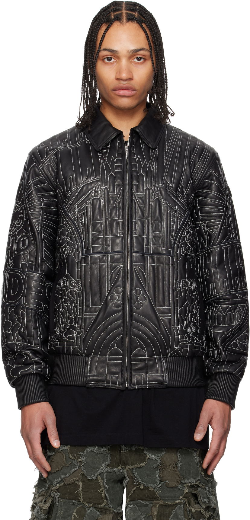Bomber jakna Who Decides War Who Decides War Pelle Pelle Edition Cathedral Leather Jacket Crna | 1131430002SS25