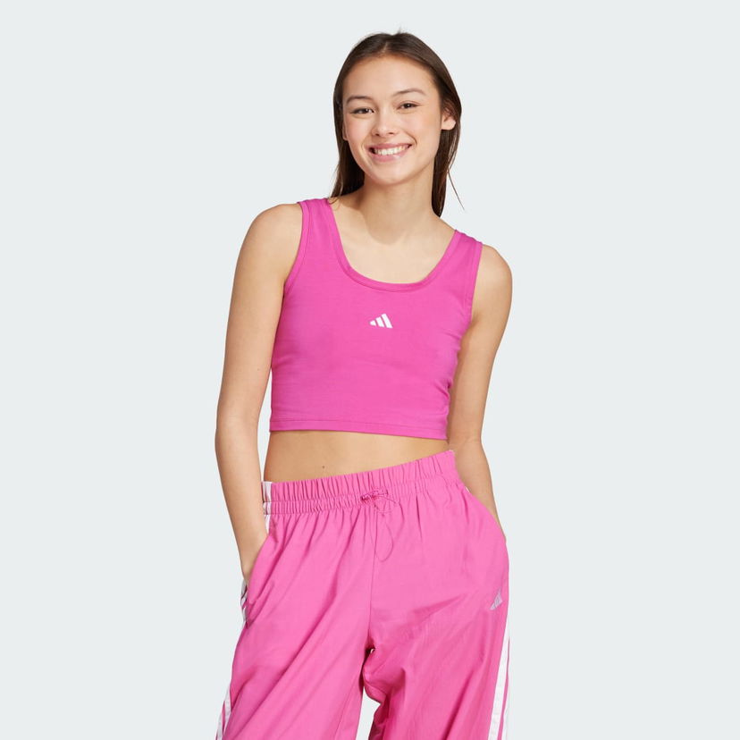Majica bez rukava adidas Performance Essentials Small Logo Cotton Crop Tank Top Ružičasta | JP4792