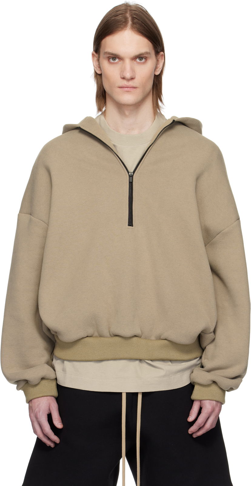 Dukserice Fear of God Fear of God Fleece Half Zip Hoodie Bež | FGE250-513CCF