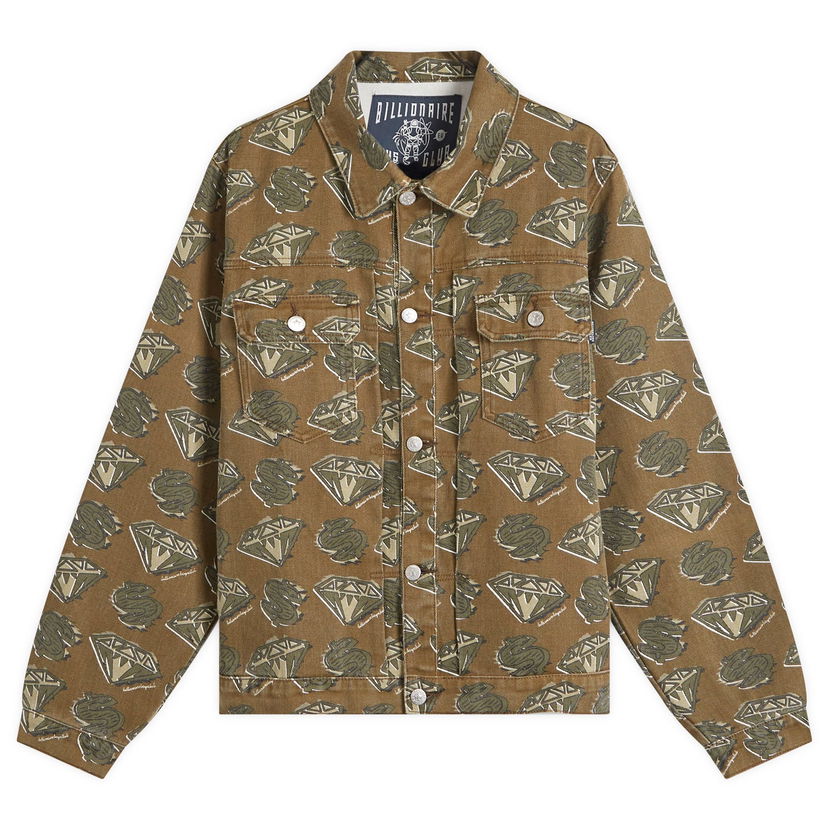 Jakna BILLIONAIRE BOYS CLUB Billionaire Boys Club Diamonds & Dollars AOP Denim Jacket, Size Medium Smeđa | B24304-GRN