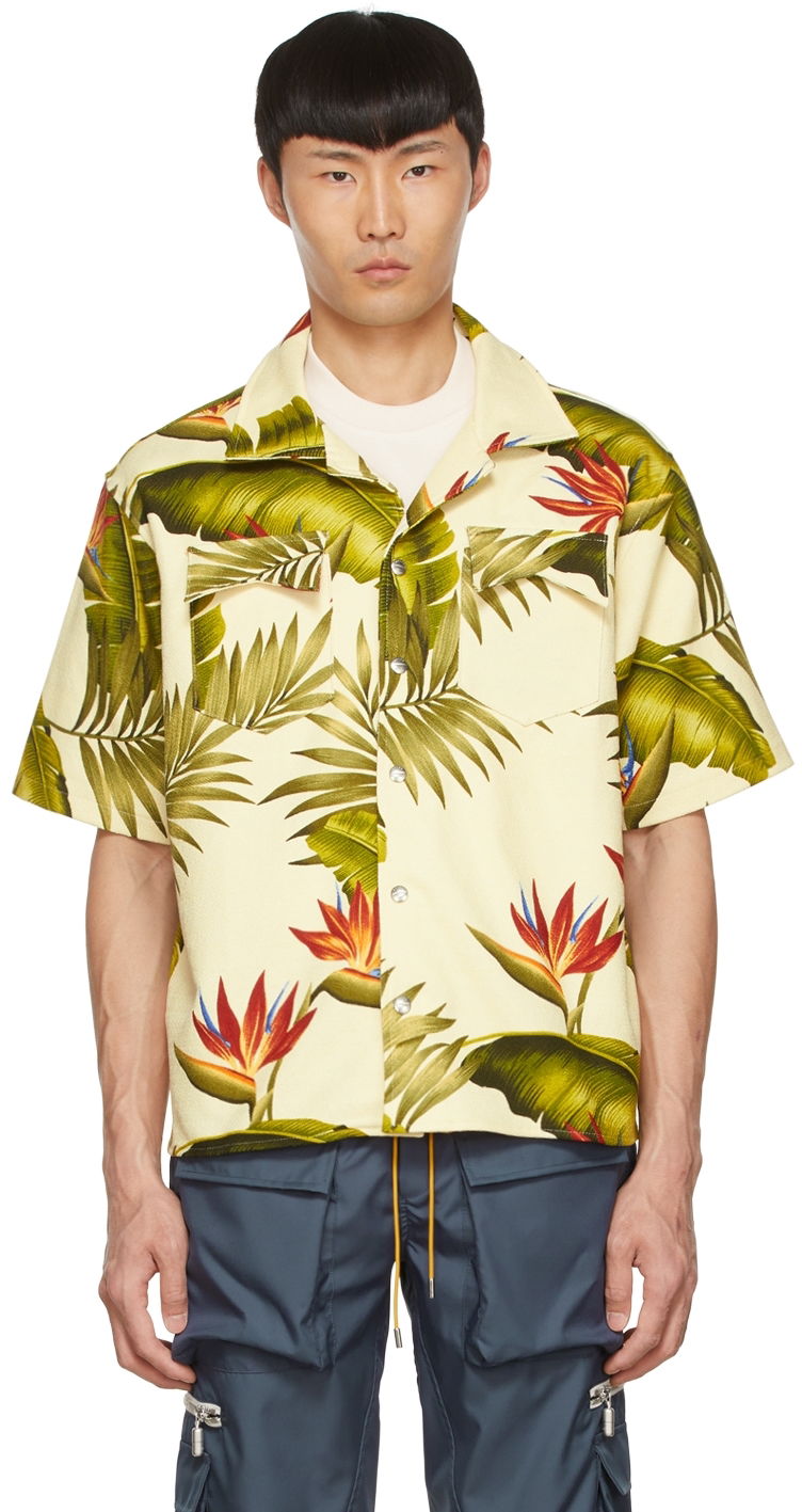 Košulja Rhude Rhude Tropical Print Cotton Shirt Bež | RHSS22SR11016108