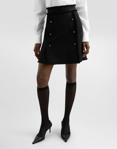 Suknja Dolce & Gabbana Dolce & Gabbana Short Raschel Tweed Skirt with DG Logo Buttons Crna | F4C03TGDCLWN0000, 3