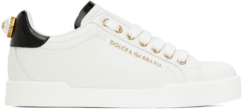 Tenisice i cipele Dolce & Gabbana White & Gold Portofino Sneakers Bijela | CK1602 AH506
