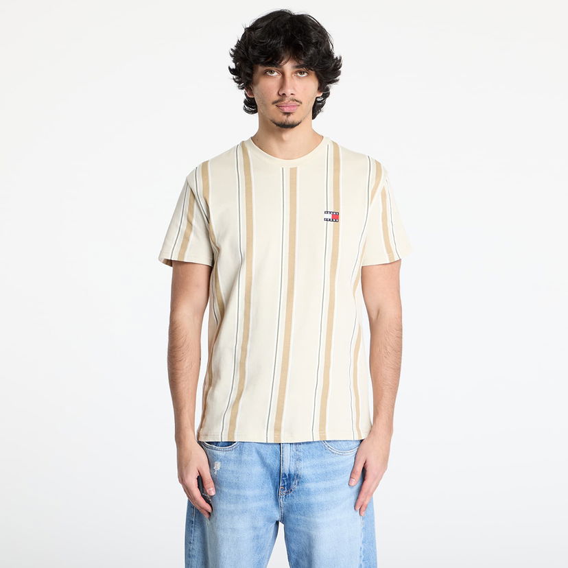 Majica kratkih rukava Tommy Hilfiger Tommy Jeans Regular Vertical Stripe Tee Bež | DM0DM21364 ACG