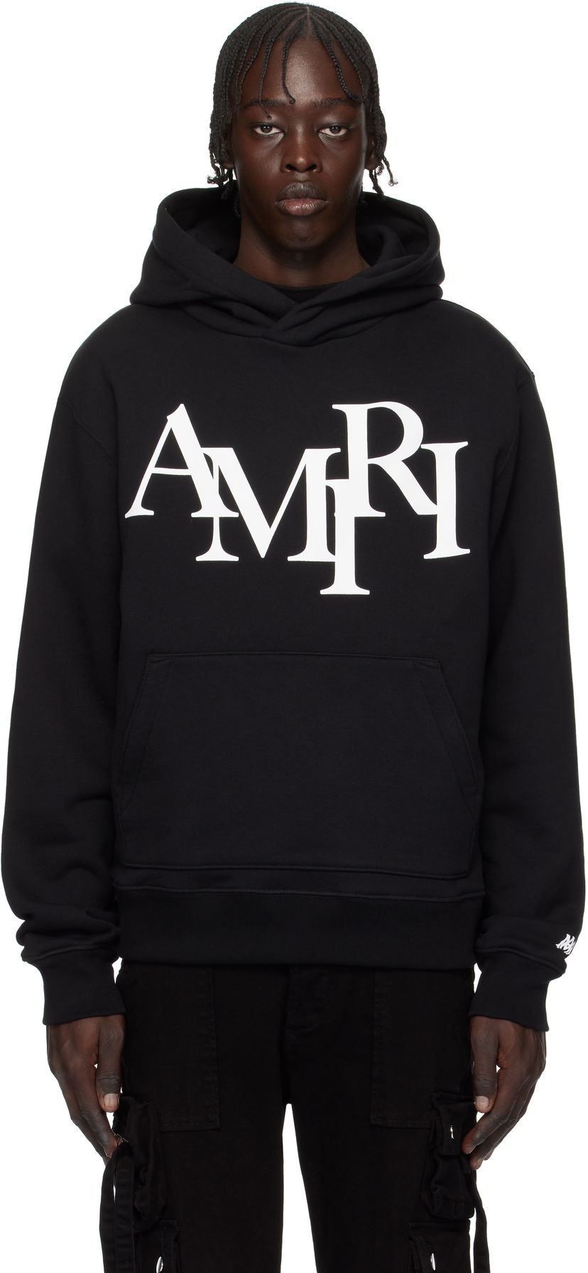 Dukserice AMIRI Staggered Logo Print Hoodie Crna | AMJYHD1094