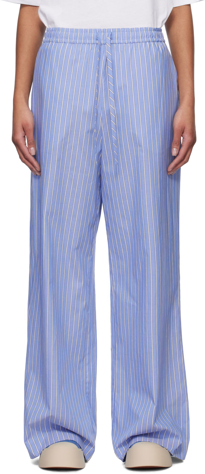 Hlače Marni Marni Loose Striped Trousers Plava | PAMA0071S1 UTC455