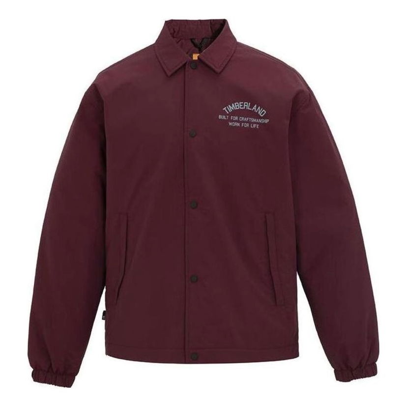 Vjetrovka Timberland Lettered Coach Jacket Tamnocrvena | A6JZD-I30