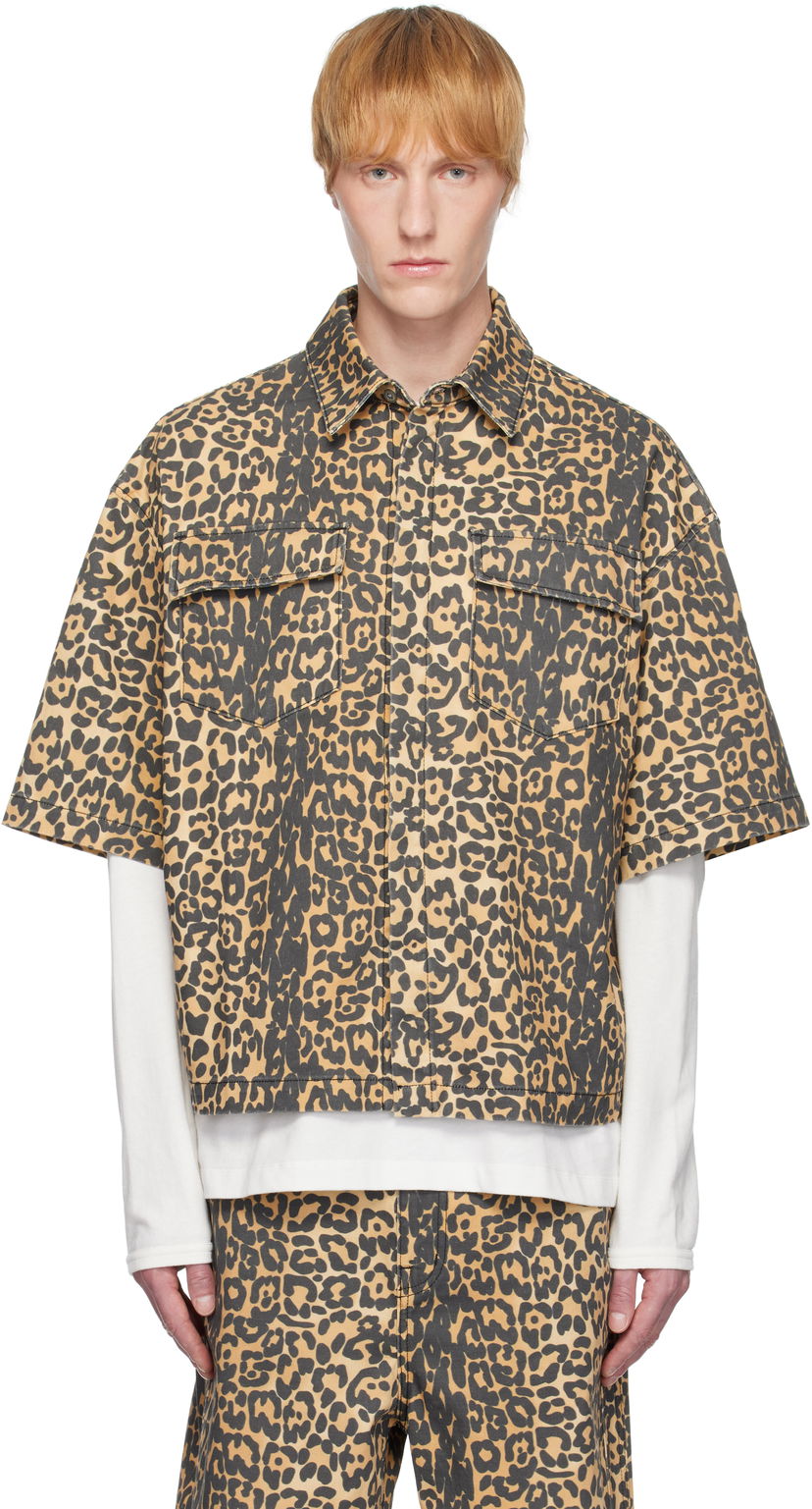 Košulja Rhude Rhude Leopard Boxy Work Denim Shirt Bež | RHSS25SR05012