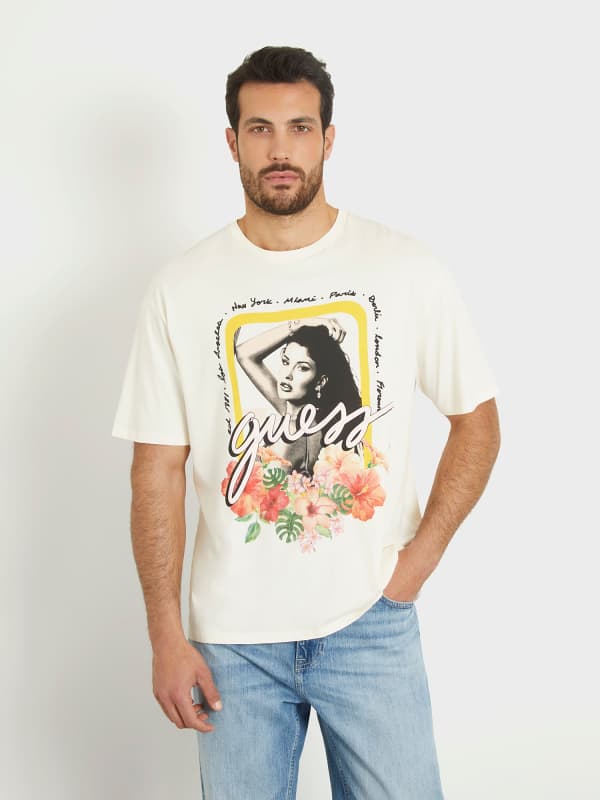 Majica kratkih rukava GUESS Front Print T-Shirt Bijela | M4GI12K9RM1