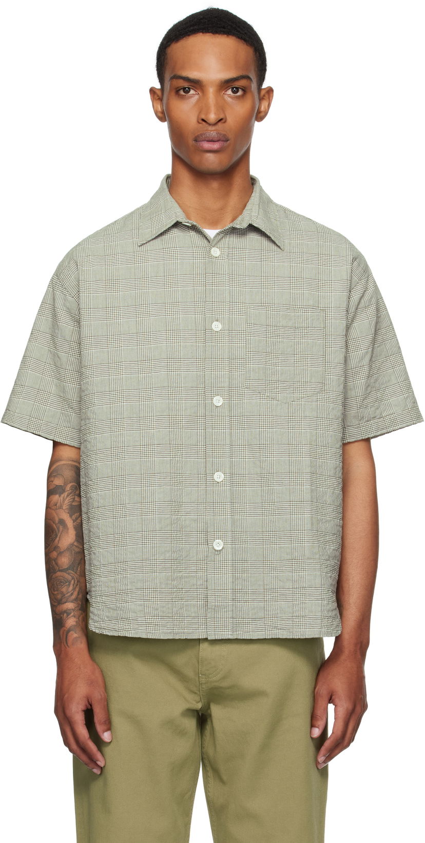 Košulja NORSE PROJECTS Norse Projects Mo Oversized Check Short Sleeve Shirt Zelena | N40-0827