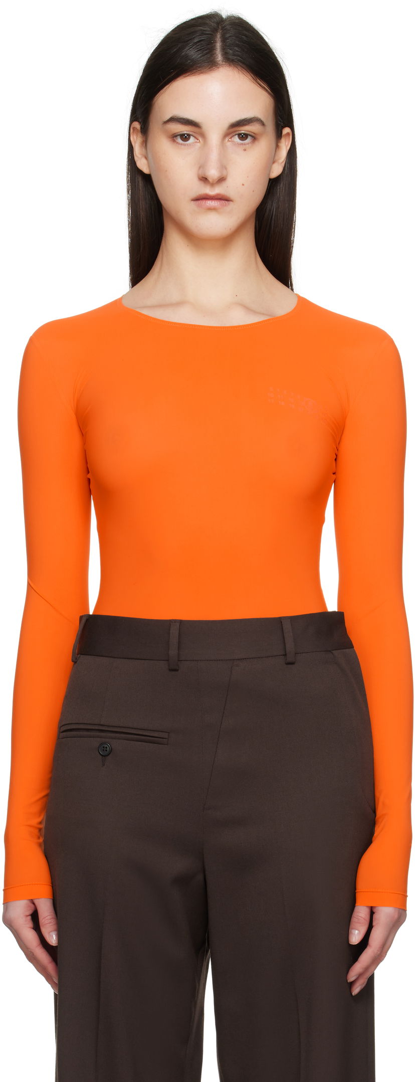 Body Maison Margiela MM6 Maison Margiela Jersey Long Sleeve Bodysuit Narančasta | S52NA0068 S20518