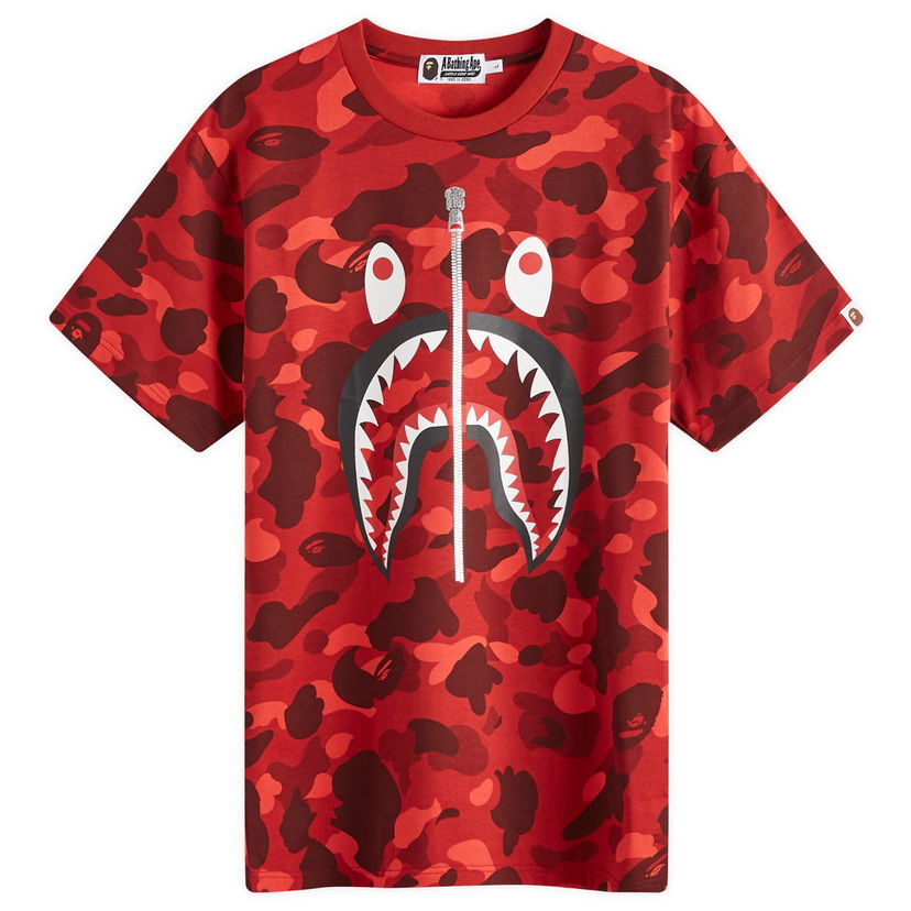Majica kratkih rukava BAPE A Bathing Ape Camo Shark Graphic Tee, Size L Crvena | 001CSK801008M-RED