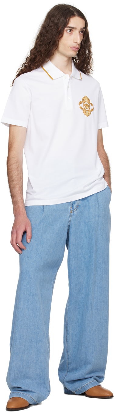 Polo majica Versace Versace Embroidered Architectural Baroque Polo Bijela | 1013906_1A14973, 3