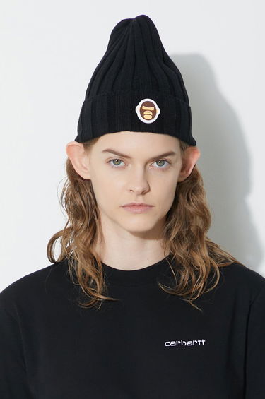 Kapica AAPE by A Bathing Ape AAPE Basic "Aldo" Badge Beanie Crna | AHT5245, 3
