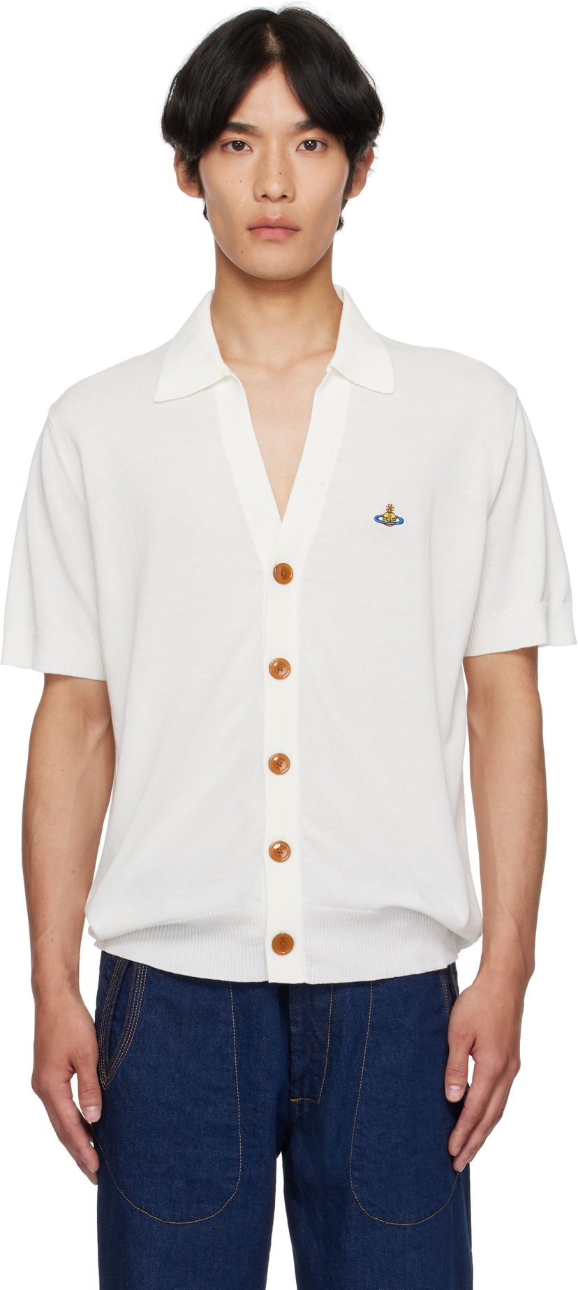 Džemper Vivienne Westwood Vivienne Westwood Cotton Polo Cardigan Bijela | 2701001D-Y003F-