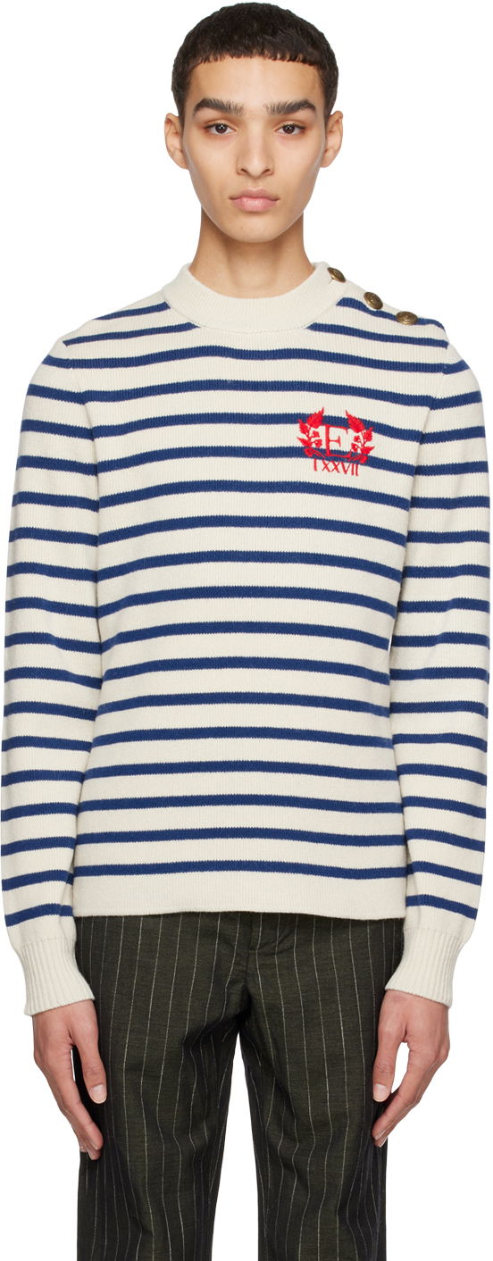 Džemper Erdem Sweater With Shoulder Buttons and Embroidered Logo Bijela | MS23_812MGSCWK HAMISH JUMPER