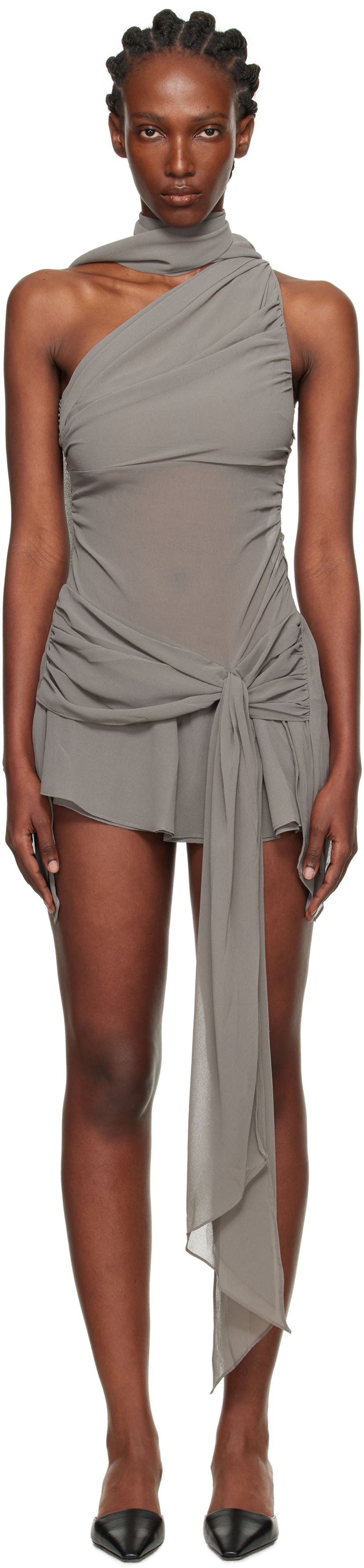 Haljina GUIZIO Guizio Cyrielle One-Shoulder Mini Dress Siva | P25426W096