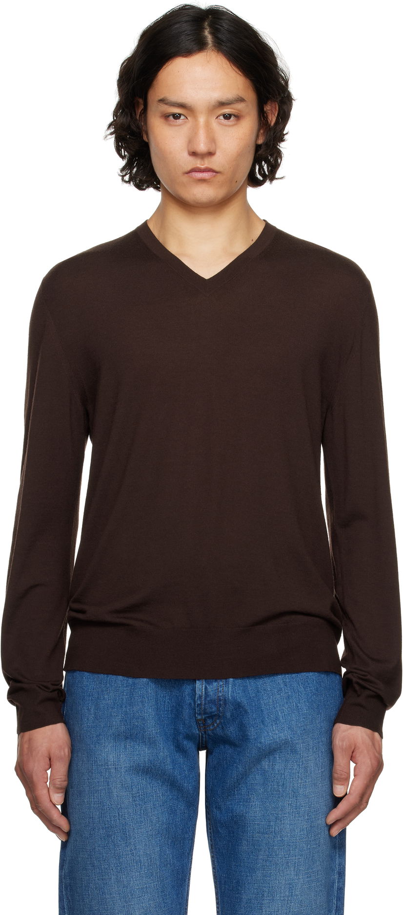 Džemper The Row The Row Dimarco V-Neck Sweater Smeđa | 917-Y590
