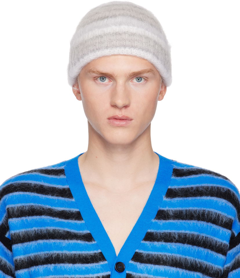 Kapica Marni Striped Mohair Beanie Siva | CLZC0153Q0 UFU174