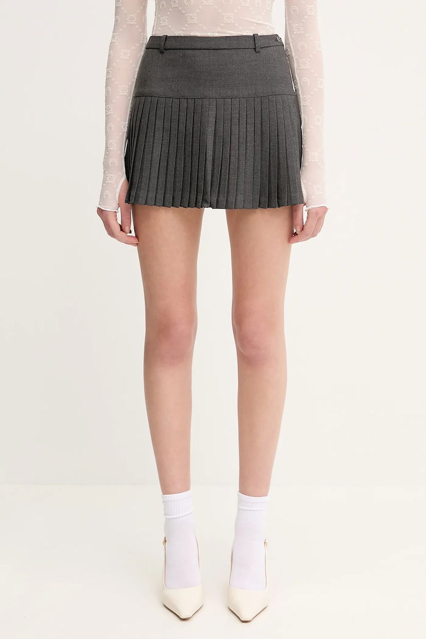Suknja Marine Serre Marine Serre Regenerated Tailoring Pleated Mini A-Line Skirt Siva | WSK063A.DWOV0057