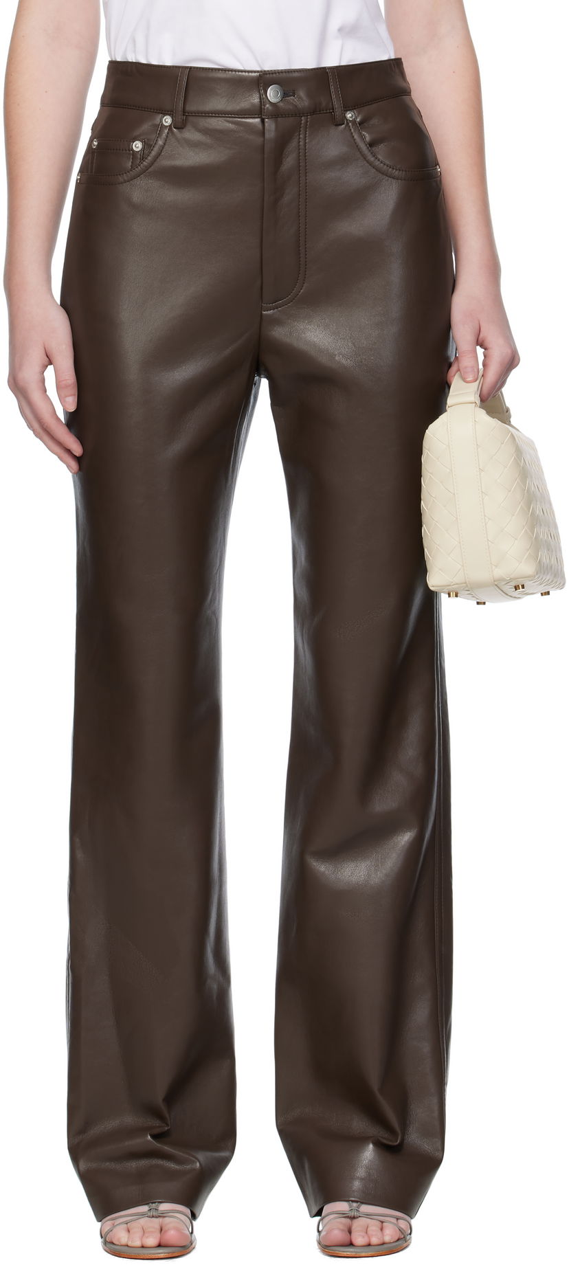 Hlače Nanushka Nanushka Seldes Regenerated Leather Trousers Smeđa | NW25PFPA15278