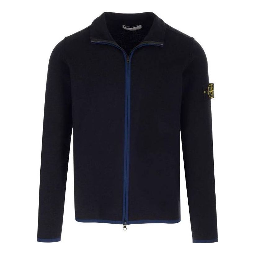 Džemper Stone Island Compass-Patch High-Neck Zipped Cardigan Plava | 7915503A1-V0020