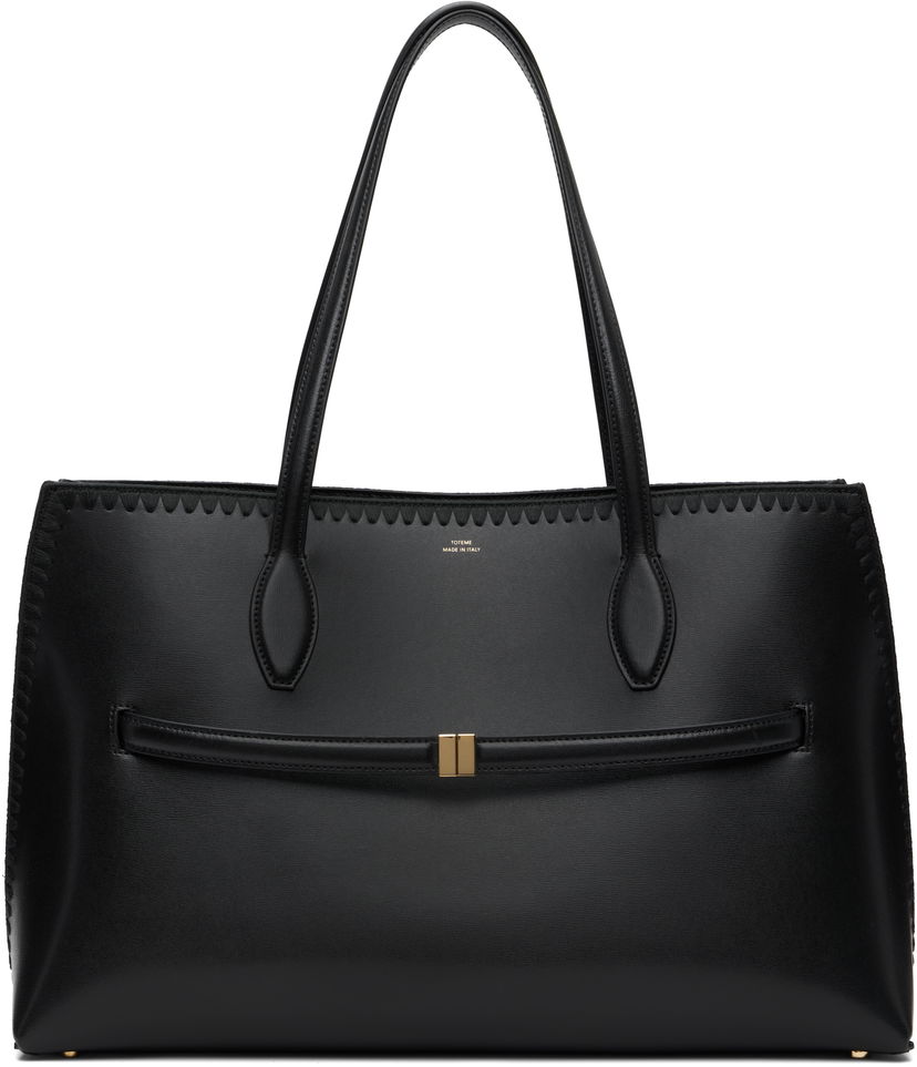 Tote bag TOTEME TOTEME Embroidered Leather Lounge Tote Crna | 253-WAL0073-LE0025