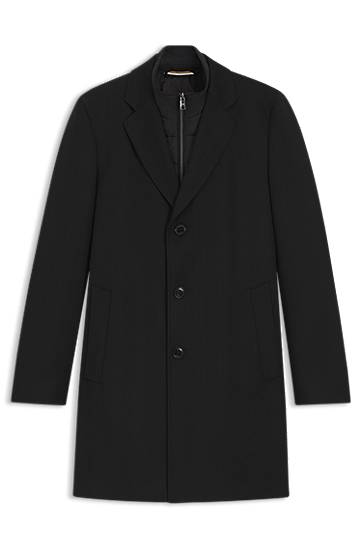Kaputi BOSS Slim Fit Water-Repellent Coat with Detachable Bib Crna | 50551117, 0