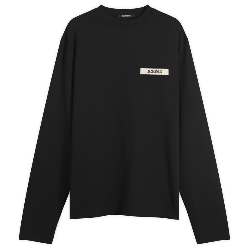 Majica kratkih rukava Jacquemus Jacquemus Grosgrain Logo Long Sleeve T-Shirt, Size Large Crna | 25HTSM00570AJ00226-990