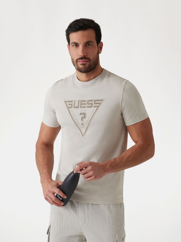 Majica kratkih rukava GUESS Guess Triangle Logo Embroidered T-Shirt Bež | Z5RI03I3Z14