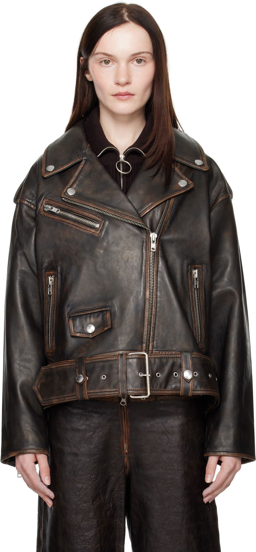 Jakna STAND STUDIO Leather Biker Jacket Crna | 66388-7030